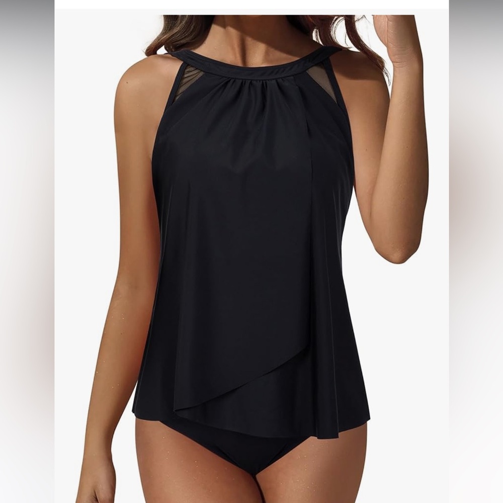 Womens size medium black tankini bathing suit
